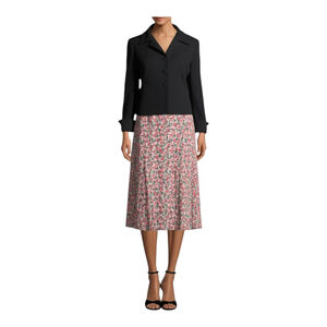 Albert Nipon Textured Black Blazer Side Self Belt Turn Up Cuffs Size 16